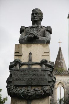 salvador, bahia, brazil - july 2, 2021: statue of General Pierre Labatut, or Pedro Labatut, seen in the city of Salvador. He organized the so-called Pacifying Army during Bahia's independence.