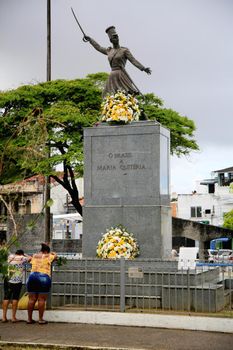 salvador, bahia, brazil - july 2, 2021: Monument to Maria Quiteria de Jesus, heroine of the struggles for independence of Bahia, is seen in the neighborhood of Lapinha, in the city of Salvador.