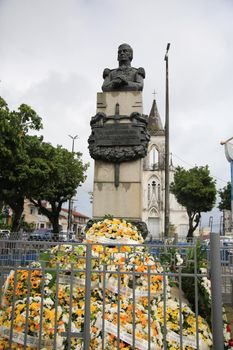 salvador, bahia, brazil - july 2, 2021: statue of General Pierre Labatut, or Pedro Labatut, seen in the city of Salvador. He organized the so-called Pacifying Army during Bahia's independence.
