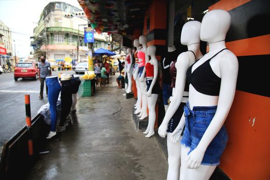 salvador, bahia, brazil - july 2, 2021: Mannequins are seen in a store on the street in the Liberdade neighborhood in the city of Salvador.
