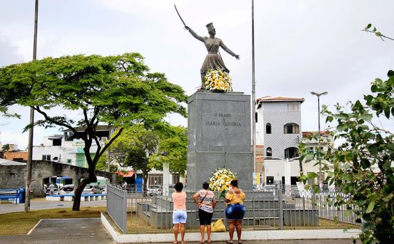salvador, bahia, brazil - july 2, 2021: Monument to Maria Quiteria de Jesus, heroine of the struggles for independence of Bahia, is seen in the neighborhood of Lapinha, in the city of Salvador.