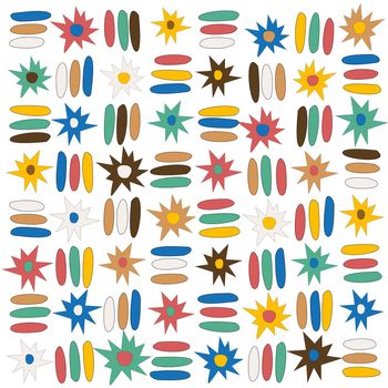 Doodle stars and stripes colorful lines seamless pattern