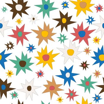 Doodle stars colored seamless background