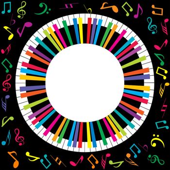 Musical poster with abstract colorful piano and musical notes