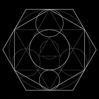 Symbol of alchemy and sacred geometry on black background
