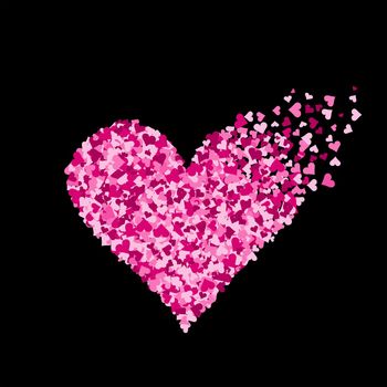 Pink heart made of a lot of hearts
