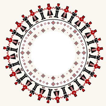 Embroidered cross-stitch round frame with dancers