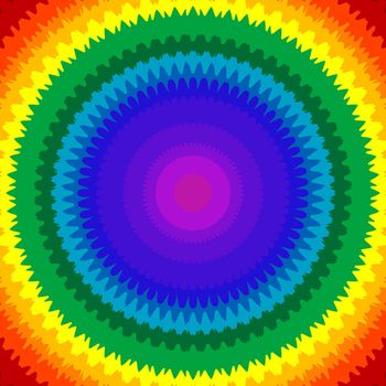 Abstract sunburst in rainbow colors or chakra colors