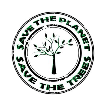 Save the planet and save the trees rubber stamp