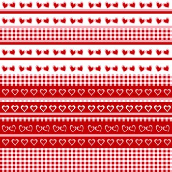 Seamless background with hearts and tablecloth
