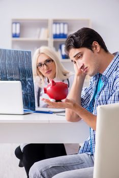 Male patient angry at expensive healthcare bill