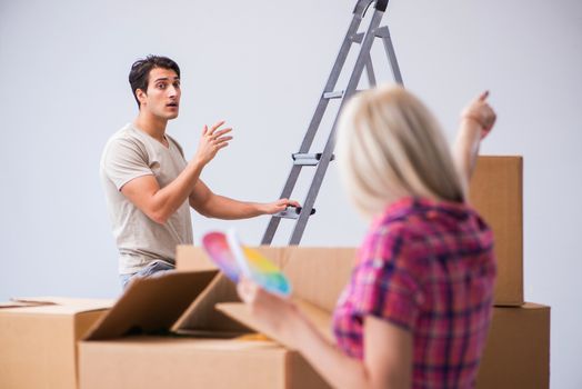 Young family preparing for home renovation