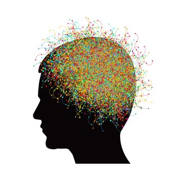 Abstract illustration with male profile and neural circuits