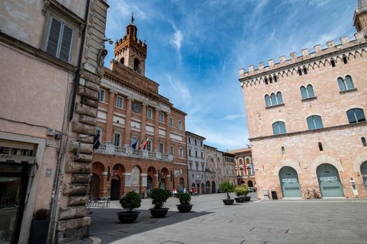 foligno,italy july 03 2021:foligno square of republic and the town in the city center