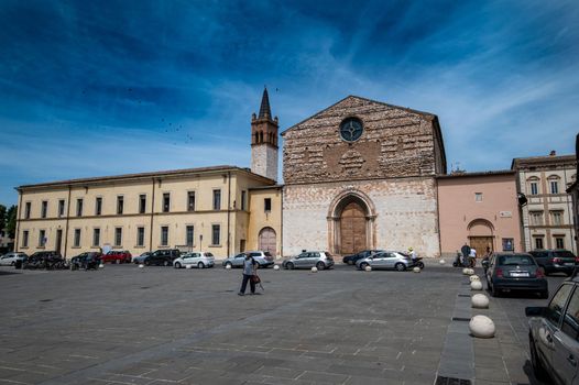 foligno,italy july 03 2021:foligno and the church of San Domenico in the city center