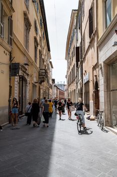 foligno,italy july 03 2021:foligno corso cavour in the city center