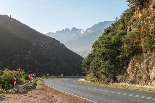 View of the Du Toitskloof Pass on the northern side of the mountains