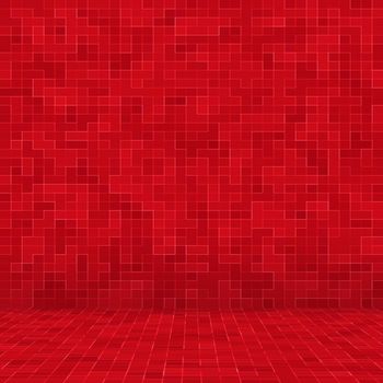 Red ceramic glass colorful tiles mosaic composition pattern background