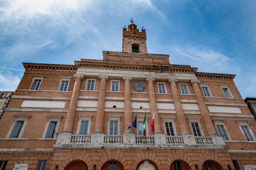 foligno detail of the town hall in square of republic in the city center