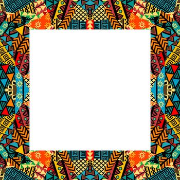 Colorful African ethnic motifs frame