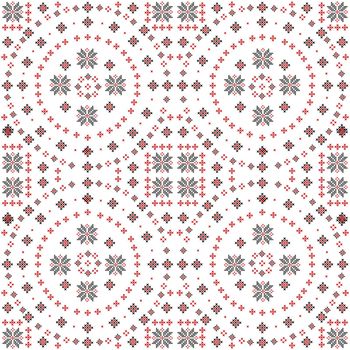 Embroidered cross-stitch round seamless pattern