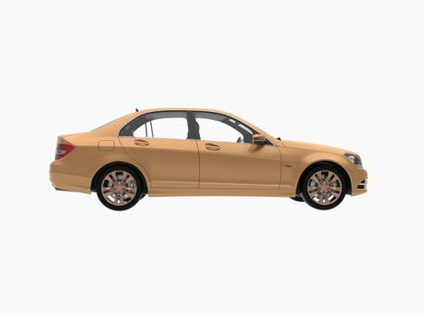 Generic and Brandless Car Isolated on White 3d Illustration, Contemporary Sedan Studio, Dealership Automobile Industry, Auto Transport, Infographics Automotive Background, City Vehicle Template