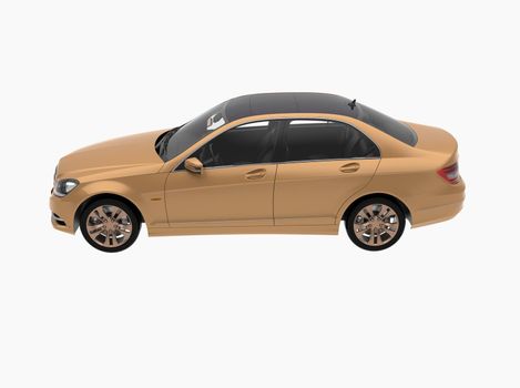 Generic and Brandless Car Isolated on White 3d Illustration, Contemporary Sedan Studio, Dealership Automobile Industry, Auto Transport, Infographics Automotive Background, City Vehicle Template