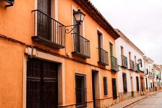 Old and majestic houses in the streets of Villanueva de los Infantes village, Ciudad Real community, Spain.