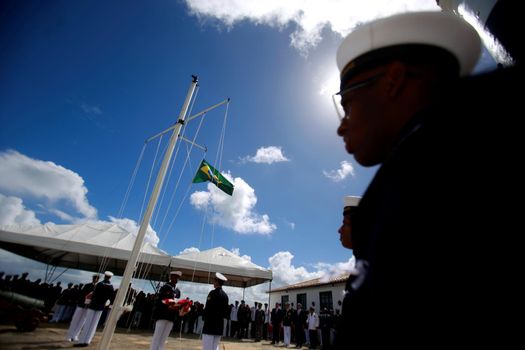 salvador, bahia, brazil - june 11, 2019: Military personnel from the Brazilian Navy are seen during the commemoration of the Naval Battle of Riachuelo in the city in Salvador.