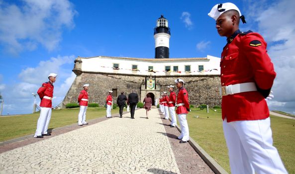 salvador, bahia, brazil - june 11, 2019: Military personnel from the Brazilian Navy are seen during the commemoration of the Naval Battle of Riachuelo in the city in Salvador.