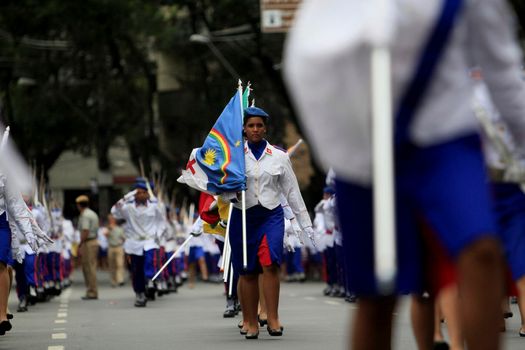 salvador, bahia, brazil - september 7, 2014: Students from Bahia's Military Police College are seen during the Civic-Military parade in celebration of the Independence of Brazil in the city of Salvador.