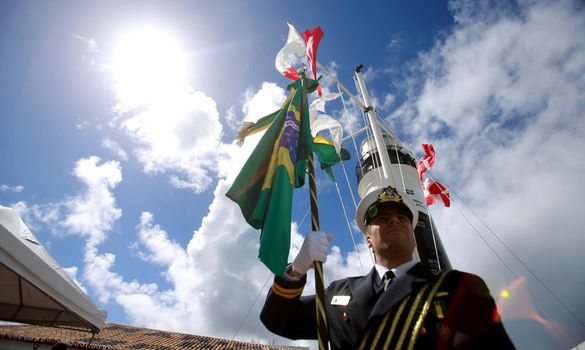 salvador, bahia, brazil - june 11, 2019: Military personnel from the Brazilian Navy are seen during the commemoration of the Naval Battle of Riachuelo in the city in Salvador.