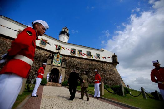 salvador, bahia, brazil - june 11, 2019: Military personnel from the Brazilian Navy are seen during the commemoration of the Naval Battle of Riachuelo in the city in Salvador.