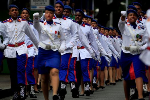 salvador, bahia, brazil - september 7, 2014: Students from Bahia's Military Police College are seen during the Civic-Military parade in celebration of the Independence of Brazil in the city of Salvador.