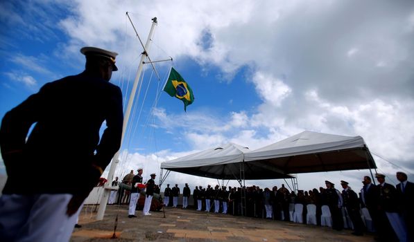 salvador, bahia, brazil - june 11, 2019: Military personnel from the Brazilian Navy are seen during the commemoration of the Naval Battle of Riachuelo in the city in Salvador.