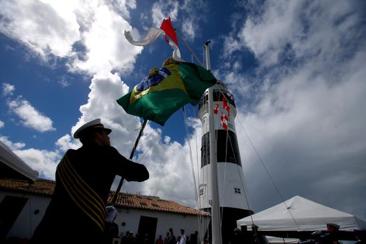 salvador, bahia, brazil - june 11, 2019: Military personnel from the Brazilian Navy are seen during the commemoration of the Naval Battle of Riachuelo in the city in Salvador.
