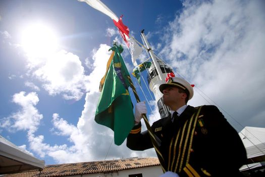 salvador, bahia, brazil - june 11, 2019: Military personnel from the Brazilian Navy are seen during the commemoration of the Naval Battle of Riachuelo in the city in Salvador.