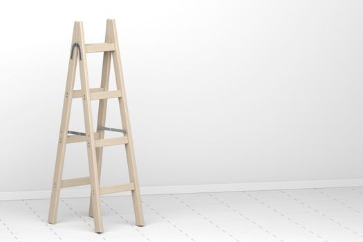 Wood double step ladder in the room