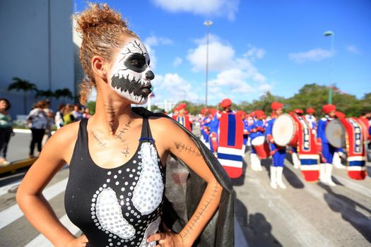 salvador, bahia, brazil - october 14, 2016: Members of the Bahia State Public School's fanfare are seen during a performance at the Centro Administrativo da Bahia in the city of Salvador.