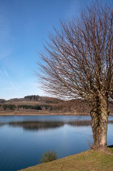 Panoramic image of Dhunn water reservoir, Bergisches Land, Germany