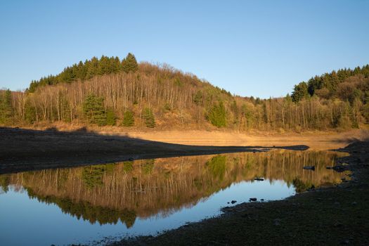 Panoramic image of Dhunn water reservoir, Bergisches Land, Germany