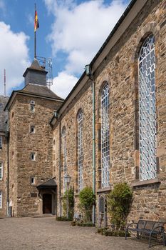 Old castle in the downtown of Huckeswagen, Bergisches Land, Germany