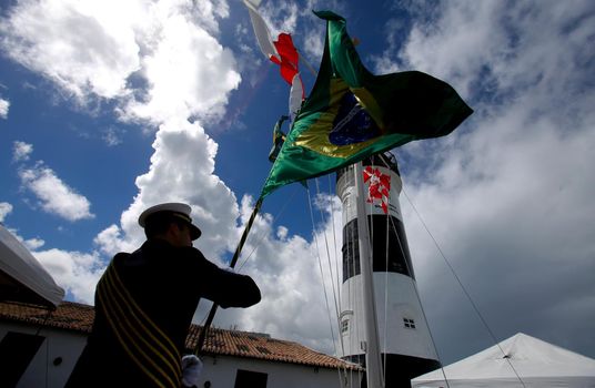 salvador, bahia, brazil - june 11, 2019: Military personnel from the Brazilian Navy are seen during the commemoration of the Naval Battle of Riachuelo in the city in Salvador.