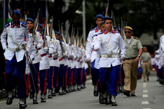 salvador, bahia, brazil - september 7, 2014: Students from Bahia's Military Police College are seen during the Civic-Military parade in celebration of the Independence of Brazil in the city of Salvador.