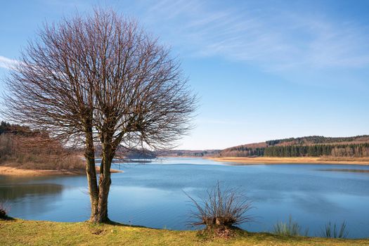 Panoramic image of Dhunn water reservoir, Bergisches Land, Germany