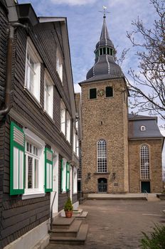 Old church in the downtown of Huckeswagen, Bergisches Land, Germany