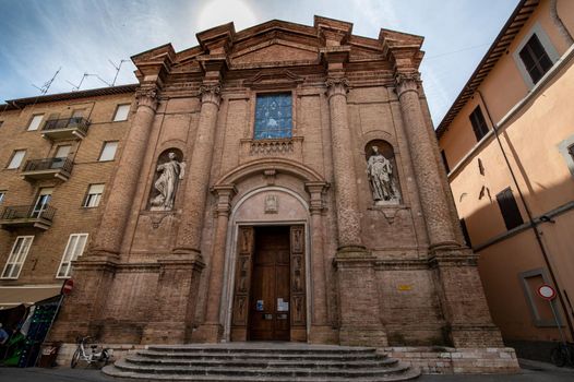 foligno,italy july 03 2021:foligno church of san giacomo in square garibaldi