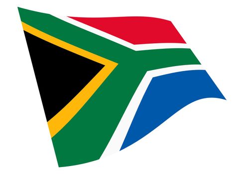 A South Africa waving flag graphic isolated on white with clipping path 3d illustration