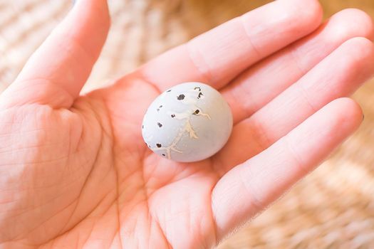 Colorful Easter egg in a hand