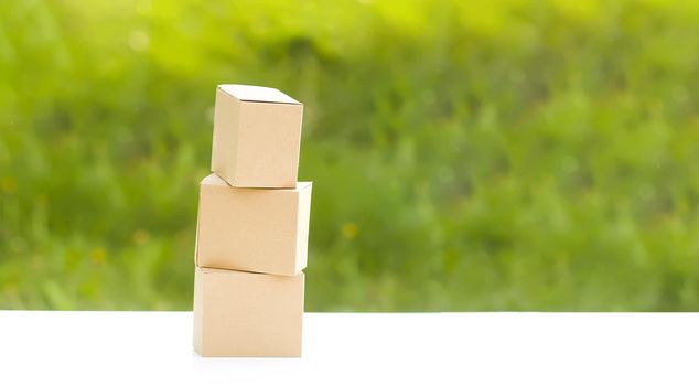 Cardboard empty boxes outdoors.